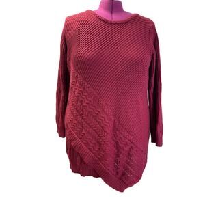Westport Womens Plus Size 3X Long Sleeve Crew Neck Cabled Pullover Sweater